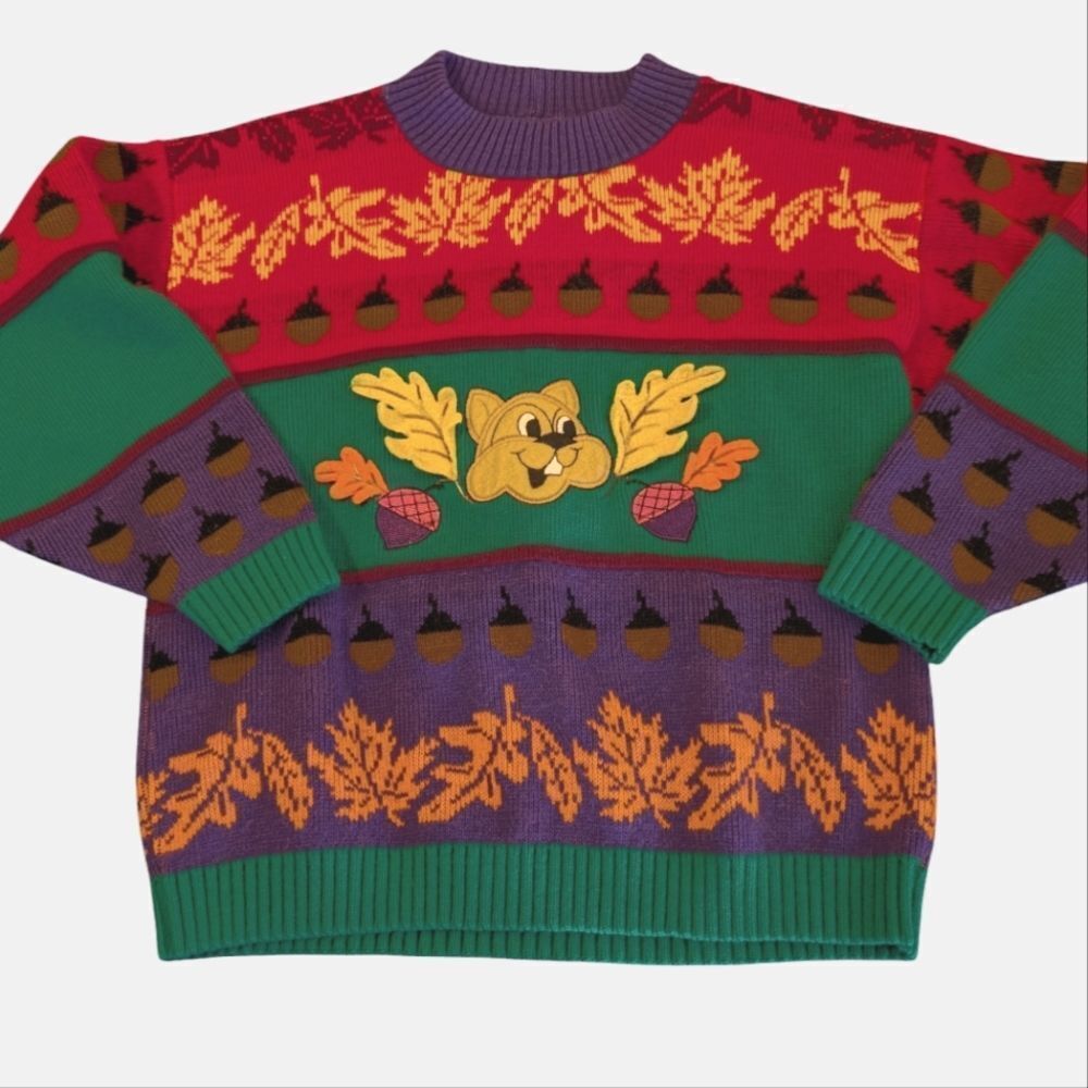 Vintage kids knit embroidered gofer fall‎ sweater